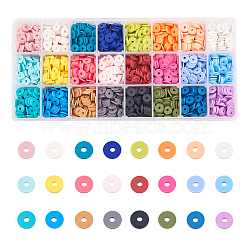 Eco-Friendly Handmade Polymer Clay Beads, for DIY Jewelry Crafts Supplies, Disc/Flat Round, Mixed Color, 8x0.5~1mm, Hole: 2mm, 24colors, about 190~200pcs/color, 4560~4800pcs/box(CLAY-PH0001-13-8mm)