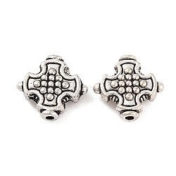 Cross Tibetan Style Alloy Beads, Lead Free & Cadmium Free, Antique Silver, 12.5x12x5mm, Hole: 1.5mm(TIBEB-ZN-3284-AS-RS)