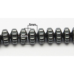 Non-Magnetic Synthetic Hematite Beads Strands, Flower, Black, Size: about 8mm in diameter, 5mm thick, hole: 1mm, about 91pcs/strand, 15.7 inch(X-G-D015-14)
