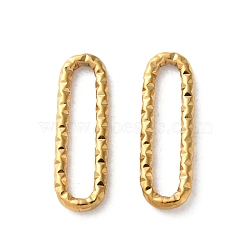 Ion Plating(IP) 304 Stainless Steel Linking Rings, Textured Oval, Real 18K Gold Plated, 12x4x1mm, Inner Diameter: 10x1.5mm(STAS-C114-08A-G)
