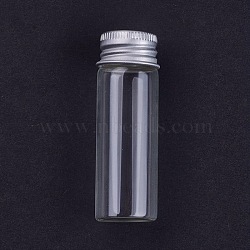 Empty Glass Bead Storage Tubes, with Platinum Plated Screw Aluminum Cap and Silicone Stopper, Column, Clear, 7x2.2cm, Capacity: 15ml(0.5 fl. oz)(AJEW-WH0035-01-15ml)