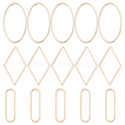 60Pcs 3 Style Plated Brass Linking Rings, Open Back Bezel, Rhombus & Oval, Real 18K Gold Plated, 20~24x6~14x1mm, Inner Diameter: 12~22x12~20mm, 20pcs/style(KK-BBC0003-08)