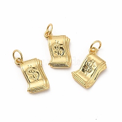 Rack Plating Eco-Friendly Brass Pendants, with Jump Ring, Long-Lasting Plated, Lead Free & Cadmium Free, Dollar Charm, Real 18K Gold Plated, 15x9x2mm, Hole: 4mm(KK-K165-16)