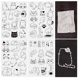 57 Patterns Non-woven Fabrics Water-soluble Embroidery Aid Drawing Sketch, Rectangle, Cat Shape, 297x210mmm, 4 sheets/set(DIY-TAC0100-016)