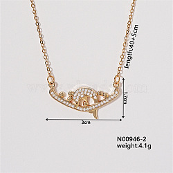 Chic Minimalist Dolphin Brass Micro Pave Cubic Zirconia Pendant Necklaces, Cable Chains Necklaces for Women, 15.75 inch(400mm)(FG4743-2)