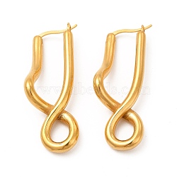 Vacuum Plating 304 Stainless Steel Twist Infinity Hoop Earrings for Women, Golden, 45.5x14x14mm, Pin: 0.8~1.4x0.7mm(EJEW-P219-02G)