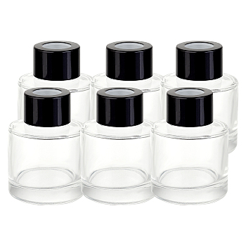 BENECREAT Glass Aromatherapy Subpackage Bottle, with Aluminium Oxide Cover & PP Plug, Plastic Funnel Hopper & Transfer Pipettes, Electrophoresis Black, 49.5x68.5mm, Capacity: 50ml(1.69 fl. oz), 6pcs