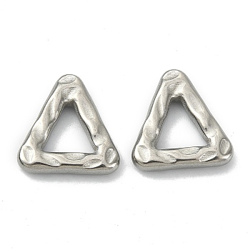 304 Stainless Steel linking Rings, Hammered, Triangle, Stainless Steel Color, 13.9x13.2x2.7mm, Inner Diameter: 7x6mm