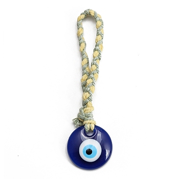 Plastic Turkey Evil Eye Pendants Decorations, Braided Thread for Home Car Hanging Ornaments, Blue, 128mm