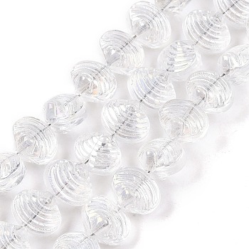 Electroplate Glass Beads Strands, Shell Shape, Clear, 8x9.5x7.5mm, Hole: 0.9mm, about 80~84pcs/strand, 25.20~26.88''(64~67.2cm)