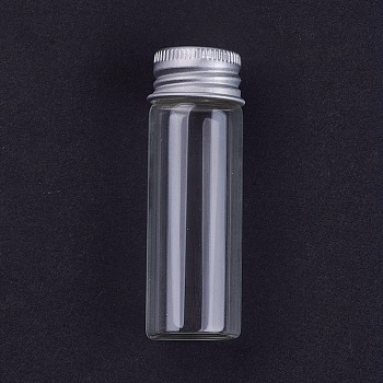 Empty Glass Bead Storage Tubes, with Platinum Plated Screw Aluminum Cap and Silicone Stopper, Column, Clear, 7x2.2cm, Capacity: 15ml(0.5 fl. oz)