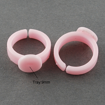 Cuff Colorful Acrylic Ring Components, for Kids, Pink, 14mm, Tray: 9mm