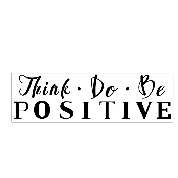 PVC Quotes Wall Sticker, for Stairway Home Decoration, Word Think Do Be POSITIVE, Black, 17x59cm