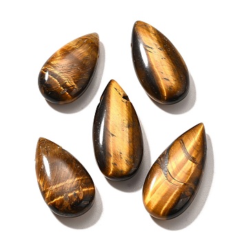 Natural Tiger Eye Beads, Teadrop, Top Drilled, 25~30x14x6.5~7mm, Hole: 1.8mm