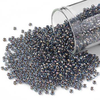 TOHO Round Seed Beads, Japanese Seed Beads, (997) Gilt Lined AB Light Sapphire, 11/0, 2.2mm, Hole: 0.8mm, about 1110pcs/10g