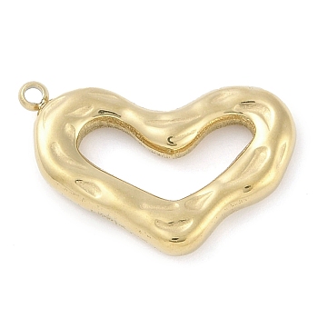 Ion Plating(IP) 304 Stainless Steel Pendants, Manual Polishing, Heart Charm, Real 18K Gold Plated, 14.5x22x3mm, Hole: 1.4mm