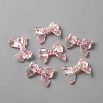 Transparent AB Color Plated Acrylic Beads, Bowknot, Pink, 23.5x32x7mm, Hole: 2mm