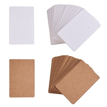 200Pcs 2 Colors Rectangle Cardboard Jewlery Display Cards, Used For Necklace and Earring, Mixed Color, 9x6cm, 100pcs/color