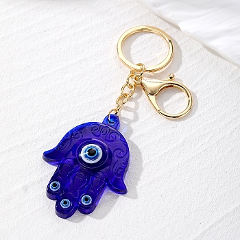 Hamsa Hand/Hand of Miriam with Evil Eye Plastic Pendant Keychain, for Bag Hanging Decoration, Blue, 12cm