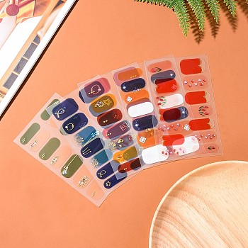 Full Wraps Nail Polish Strips, Self-Adhesive Gradient Nail Polish Stickers, for Women Nail Tips Decorations, Mixed Color, 24x8mm, 14pcs/sheet