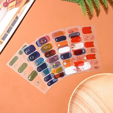 Full Wraps Nail Polish Strips, Self-Adhesive Gradient Nail Polish Stickers, for Women Nail Tips Decorations, Mixed Color, 24x8mm, 14pcs/sheet(MRMJ-S058-9-M1)