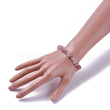 Natural Strawberry Quartz Beads Stretch Bracelets(BJEW-JB04152-08)-3