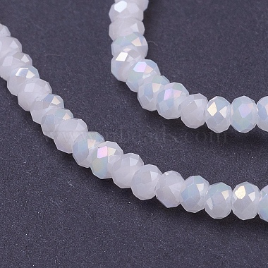 3mm White Abacus Electroplate Glass Beads