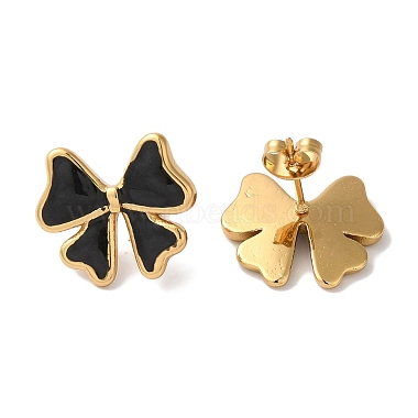 Bowknot Golden Ion Plating(IP) 304 Stainless Steel Stud Earrings for Women(EJEW-L287-041G-01)-2