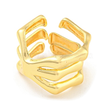 Rack Plating Brass Skull Open Cuff Rings(RJEW-Q784-02G)-2