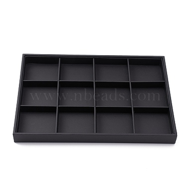 Stapelbare Holz Display Tabletts durch schwarze Kunstleder bezogen(PCT106)-3