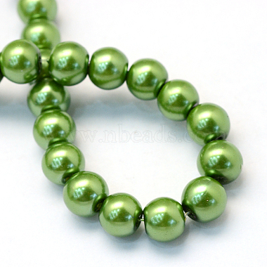 Baking Painted Pearlized Glass Pearl Round Bead Strands(X-HY-Q330-8mm-13)-4