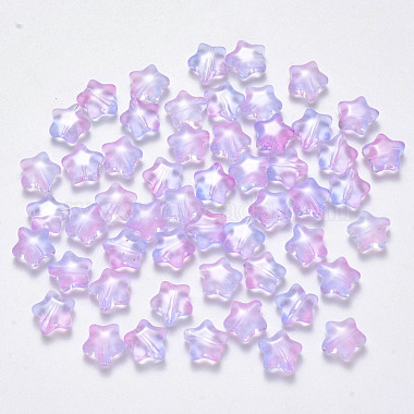 9mm Violet Star Glass Beads