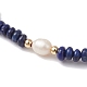 Natural Lapis Lazuli Rondelle & Pearl Beaded Stretch Bracelets(BJEW-JB09918-07)-3