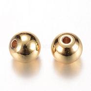 Brass Spacer Beads, Round, Real 16K Gold Plated, 4x3.5mm, Hole: 1.5mm(KK-S753-4mm-G)