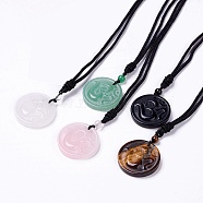 Gemstone Yoga Theme Pendant Necklace with Nylon Cord for Women, 19.69~20.08 inch(50~51cm)(G-G993-B)