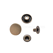 Brass Snap Buttons, Garment Buttons, Antique Bronze, Cap: 14.5mm, Pin: 3mm, Stud: 10x3.5mm, knob: 4.5mm & 10x6.5mm, knob: 4mm, 10x3.5mm, Socket: 13x4mm, half-drill: 5.5mm(X-BUTT-Q045-001AB)
