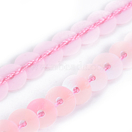 Plastic Paillette/Sequins Chain Rolls, Pink, 6x0.8mm, about 5yards/card(PVC-WH0005-01D)