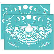 Self-Adhesive Silk Screen Printing Stencil, for Painting on Wood, DIY Decoration T-Shirt Fabric, Turquoise, Moon Phase Pattern, 195x140mm(DIY-WH0337-075)
