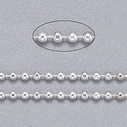 Brass Ball Chains, Faceted, Long-Lasting Plated, Soldered, with Spool, Cadmium Free & Lead Free, Silver, 1.5mm, about 301.83 Feet(92m)/roll(CHC013Y-S)