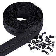 BENECREAT Nylon Invisible Widen Zipper Fastener, for Clothes DIY Sewing Accessories, Black, 91.4x5x0.25cm, 10yards/set(FIND-BC0001-69A)
