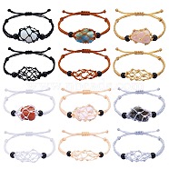 Adjustable Braided Nylon Cord Macrame Pouch Bracelet Making, with Glass Beads, Mixed Color, Inner Diameter: 1-7/8~3-1/4 inch(4.7~8.4cm), 6 colors, 2pc/color, 12pcs/set(AJEW-SW00013-17)