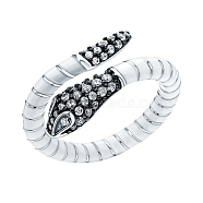 S925 Silver Snake Ring with Zirconia, Exaggerated and Trendy Design.(GE9374-2)
