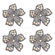 4Pcs Rhinestone Appliques, Sew on Patches, Costume Accessories, Flower, Crystal AB, 65x65x10mm(PATC-FG0001-04A)