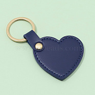 PU Imitation Leather Keychains, with Zinc Alloy Finding, Heart, Prussian Blue, Heart: 5.1x5.3cm(PW23082538985)