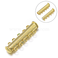 5-Strands 10-Holes Tube Brass Magnetic Slide Lock Clasps, Nickel Free, Golden, 30x10x7mm, Hole: 2mm(X-KK-D475-G-NF)