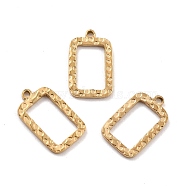 Ion Plating(IP) 316 Surgical Stainless Steel Charms, Rectangle with Irregular Dot, Real 24K Gold Plated, 15x9x1mm, Hole: 1mm(STAS-M293-05G)