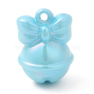 Creamy Color Acrylic Pendants, Bow bell, Pale Turquoise, 24x17mm, Hole: 2mm(MACR-Q161-01D)