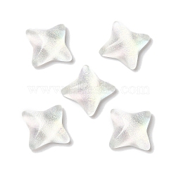 K9 Glass Cabochons, with Glitter Powder, Star, White, 9.5x9.5x3.2mm(GGLA-Z003-07B-001JW)