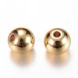 Brass Spacer Beads, Round, Real 16K Gold Plated, 4x3.5mm, Hole: 1.5mm(KK-S753-4mm-G)