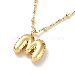 Initial Letter Brass Pendant Necklaces, Real 18K Gold Plated, Letter M, 17.52 inch(445mm), Letter: 19.5x16.5mm.(NJEW-A015-21G-M)